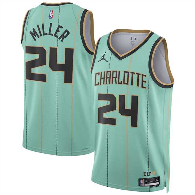 Mens Charlotte Hornets #24 Brandon Miller Mint 2024-25 City Edition Stitched Jersey Dzhi